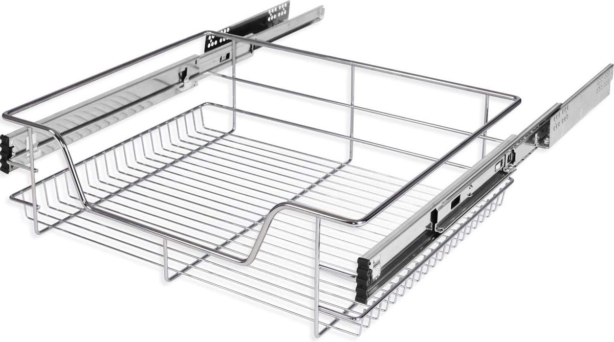 Keukenlade voor inbouw - geschikt voor kastbreedte 60 cm - uittrekbaar - zilver - Afbeelding 3