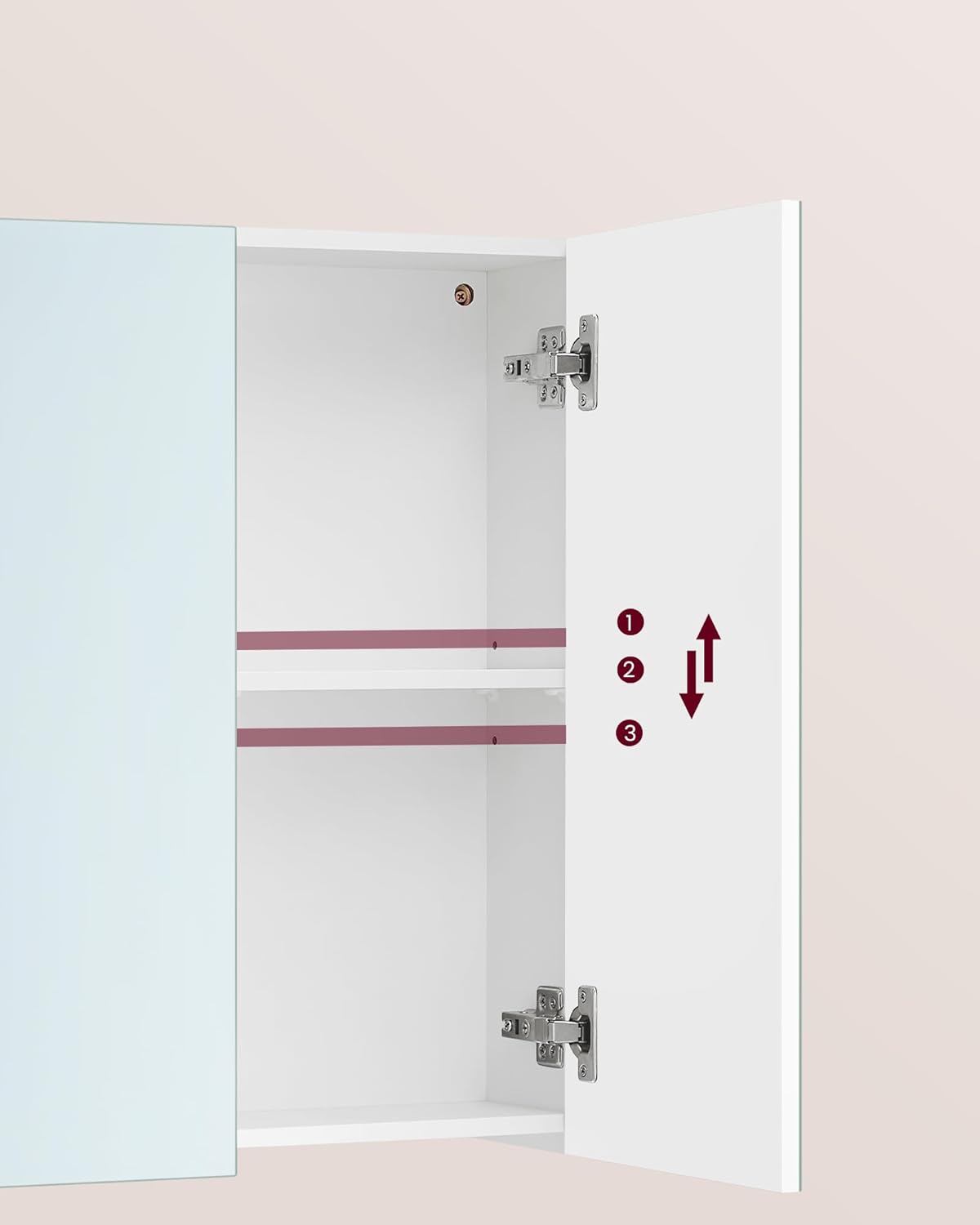 Badkamerkast met spiegel - 90x60 cm - spiegelkast wastafel - 3 deuren - wit - BBK032W01 - Afbeelding 6