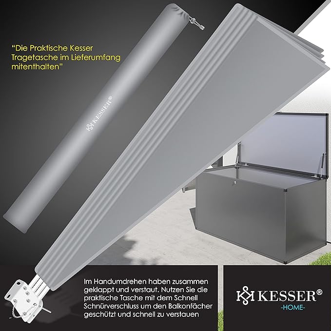 Balkonscherm opvouwbaar 140x140cm - met installatiemateriaal - grijs - Afbeelding 3