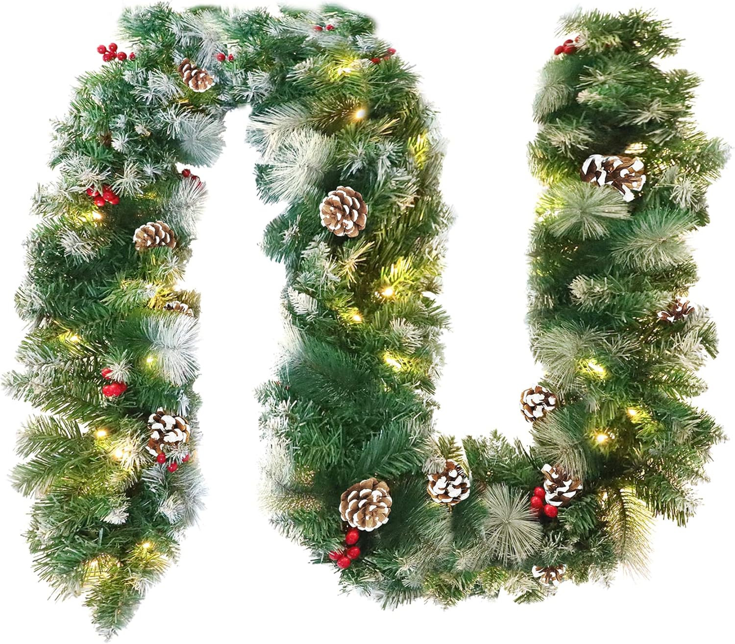 Guirlande- kerstslinger - kerstverlichting - met versieringen - 3 meter - met LED's - voor buiten en binnen