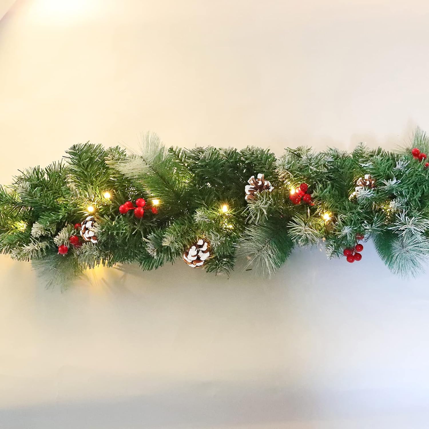 Guirlande- kerstslinger - kerstverlichting - met versieringen - 3 meter - met LED's - voor buiten en binnen - Afbeelding 3