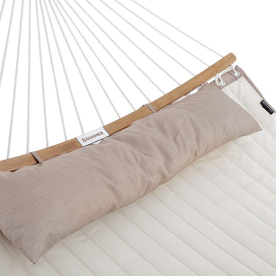Hangmat voor 2 personen - gewatteerd - 140x200 cm - met kussen = max 225 kg - beige - GDC34BE - Afbeelding 4