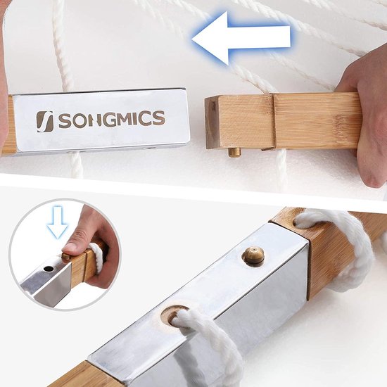 Hangmat voor 2 personen - gewatteerd - 140x200 cm - met kussen = max 225 kg - beige - GDC34BE - Afbeelding 7