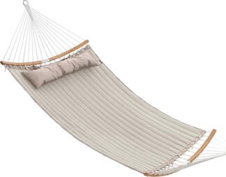 Hangmat voor 2 personen - gewatteerd - 140x200 cm - met kussen = max 225 kg - beige - GDC34BE