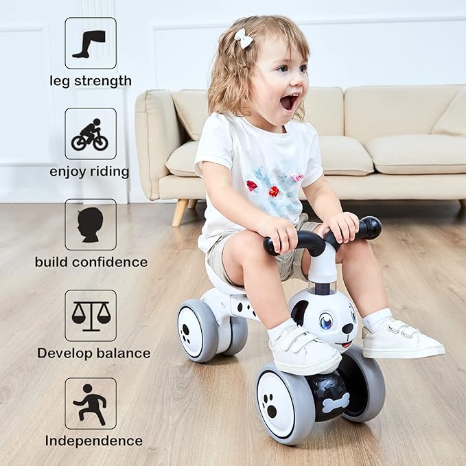 Loopfiets dalmatiër - 10 t/m 36 maanden - kinderfiets - wit met zwart - Afbeelding 5