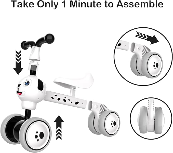 Loopfiets dalmatiër - 10 t/m 36 maanden - kinderfiets - wit met zwart - Afbeelding 7