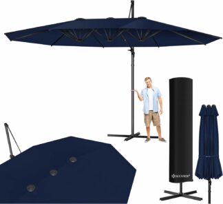 Dubbele parasol - 460x270 cm - kantelbaar -  360° draaibaar - marineblauw