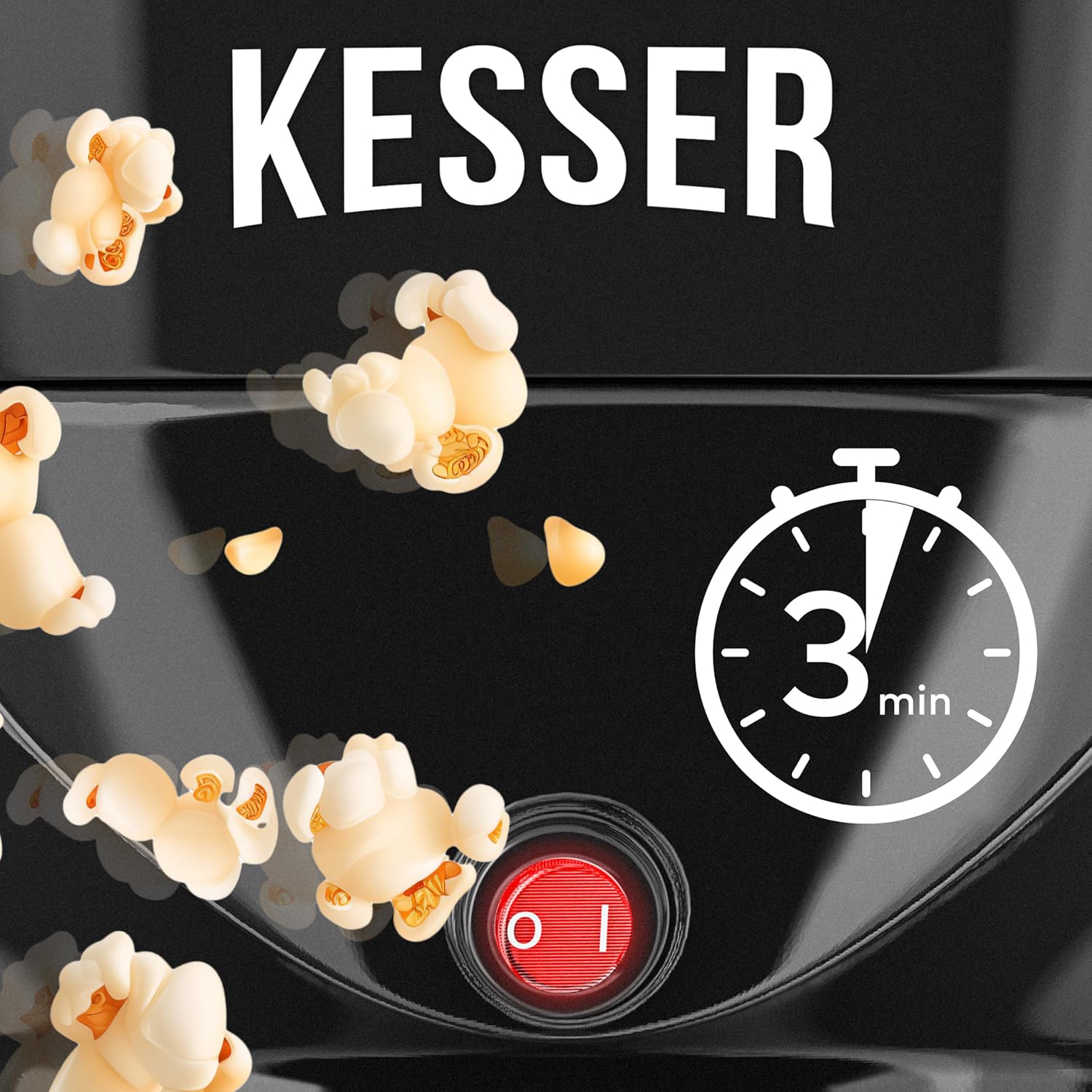 Popcornmachine - popcornmaker - 5,5 liter - met anti-aanbaklaag - deksel en serveerschaal - Afbeelding 8