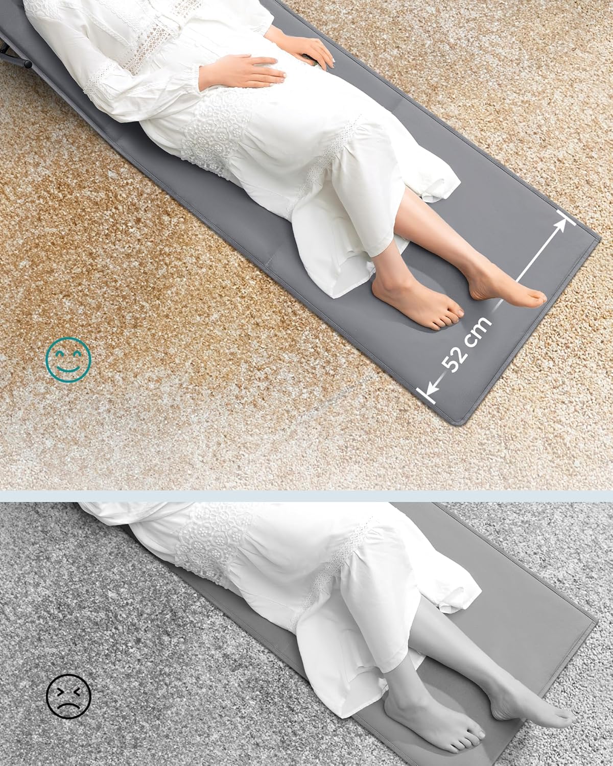 2x verstelbare strandstoel / ligstoel / strandhandoek - met rugleuning - 158 cm met rugleuning - grijs - set van 2 stuks - GCB251G01 - Afbeelding 4