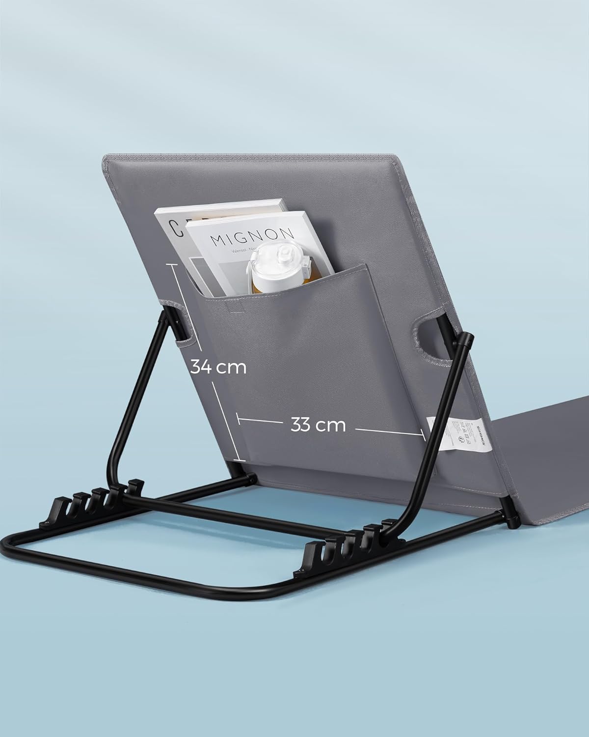 2x verstelbare strandstoel / ligstoel / strandhandoek - met rugleuning - 158 cm met rugleuning - grijs - set van 2 stuks - GCB251G01 - Afbeelding 7