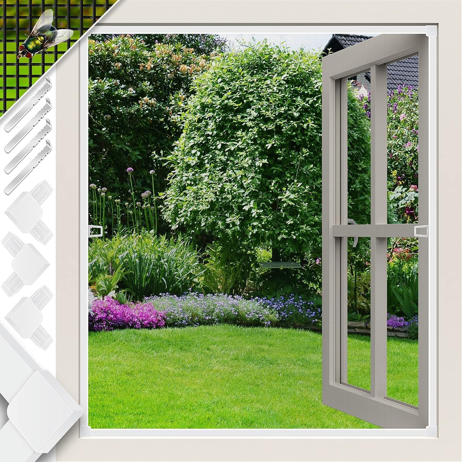 Raamhor met frame - 120x140 cm - montage zonder gereedschap - lichtgewicht - op maat te zagen