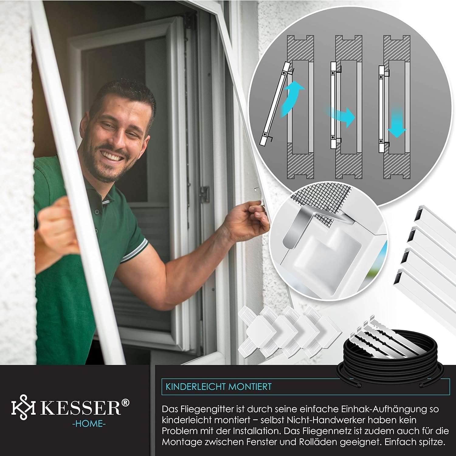 Raamhor met frame - 120x140 cm - montage zonder gereedschap - lichtgewicht - op maat te zagen - Afbeelding 4