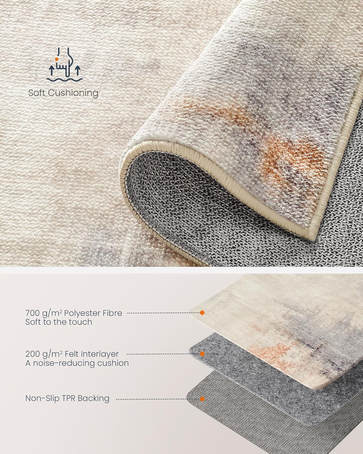 Vloerkleed abstract - 140x200 cm - laagpolig - antislip - grijstinten - TAR039G02 - Afbeelding 2