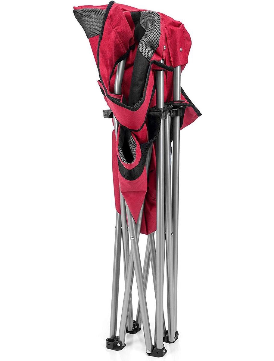 Campingstoel - visstoel - max 150 kg - 53x86x100 cm - festivalstoel - met bekerhouder en opbergtas - rood - Afbeelding 4