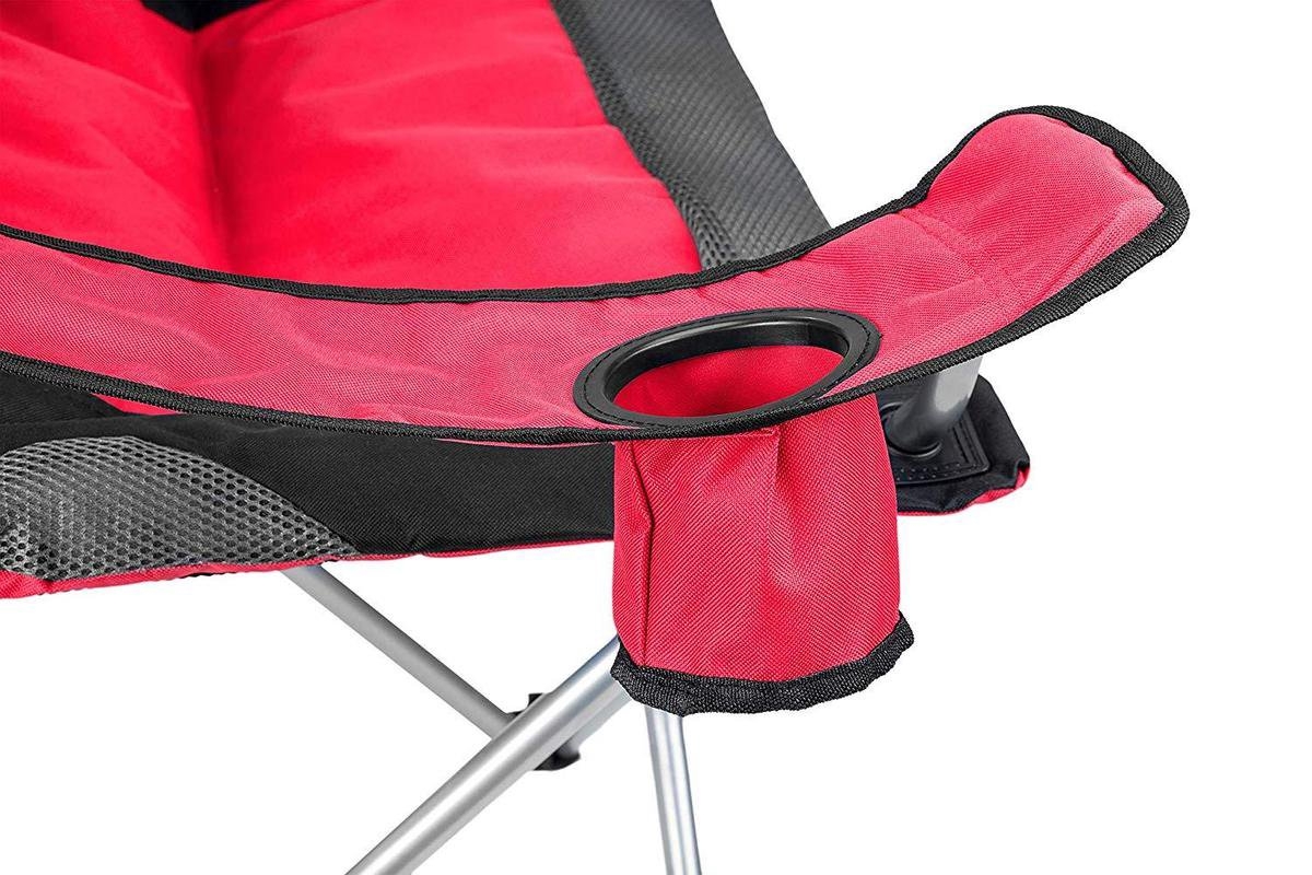 Campingstoel - visstoel - max 150 kg - 53x86x100 cm - festivalstoel - met bekerhouder en opbergtas - rood - Afbeelding 5