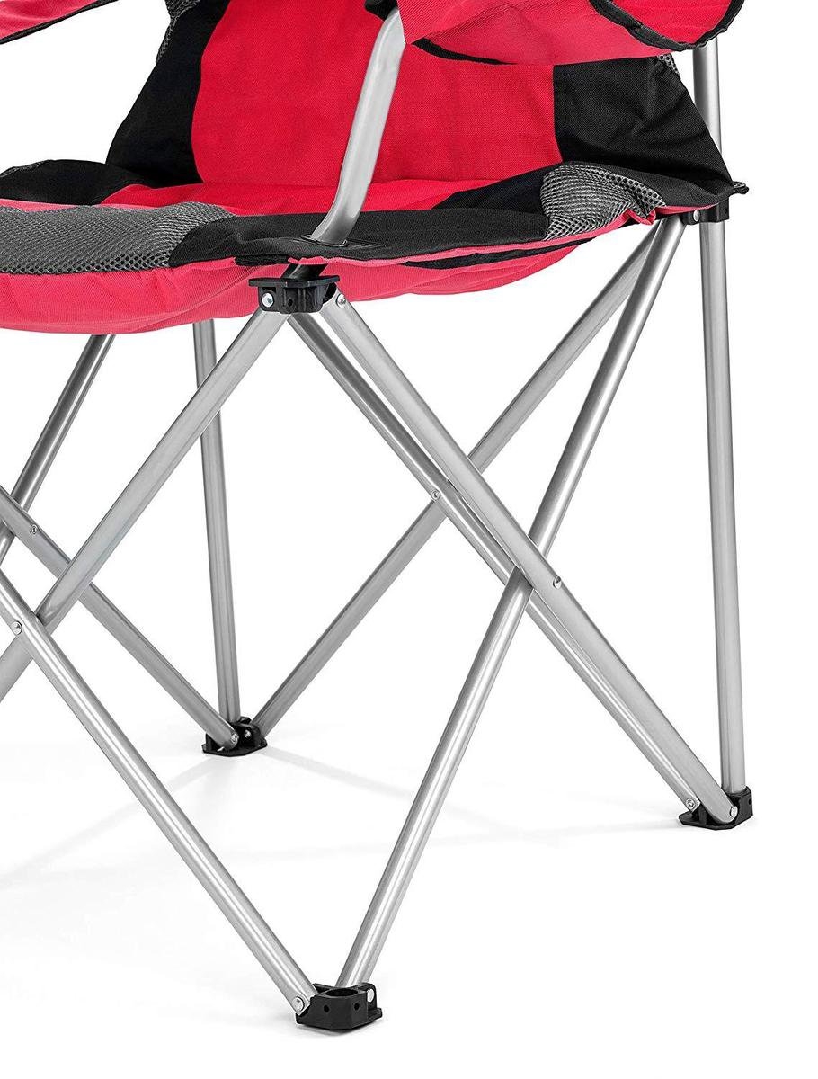 Campingstoel - visstoel - max 150 kg - 53x86x100 cm - festivalstoel - met bekerhouder en opbergtas - rood - Afbeelding 6
