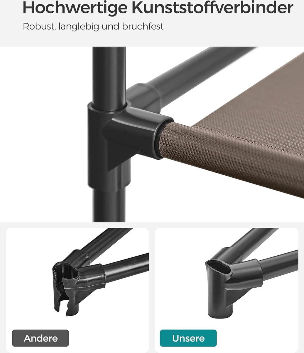 Kledingkast - stof - met kledingstang 45 x 150 x 175 cm -12 planken - metalen frame - taupe - LSF003R02 - Afbeelding 2