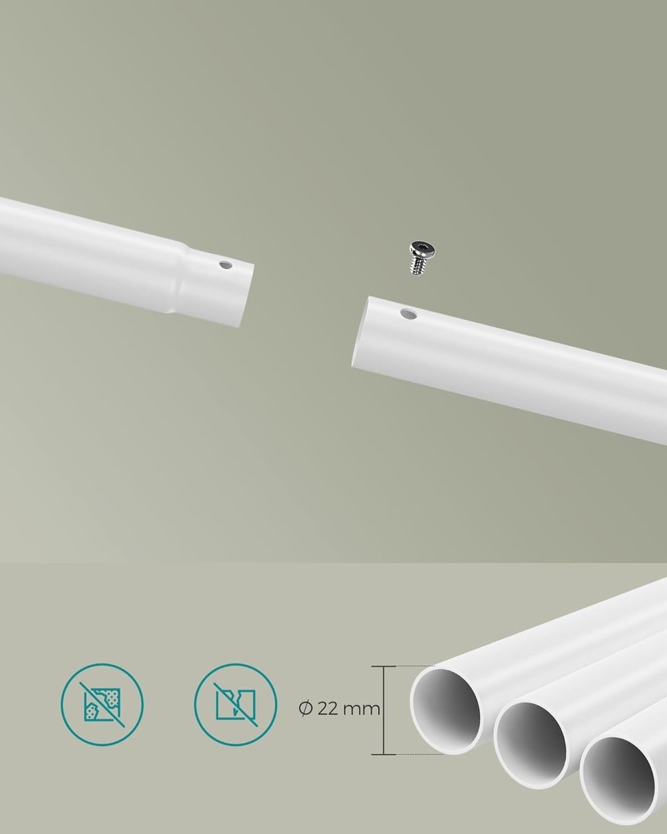 Kapstok - kledingrek - breedte 98.5 cm - max 50 kg - wit met beige - met wielen - HSR151W01 - Afbeelding 2