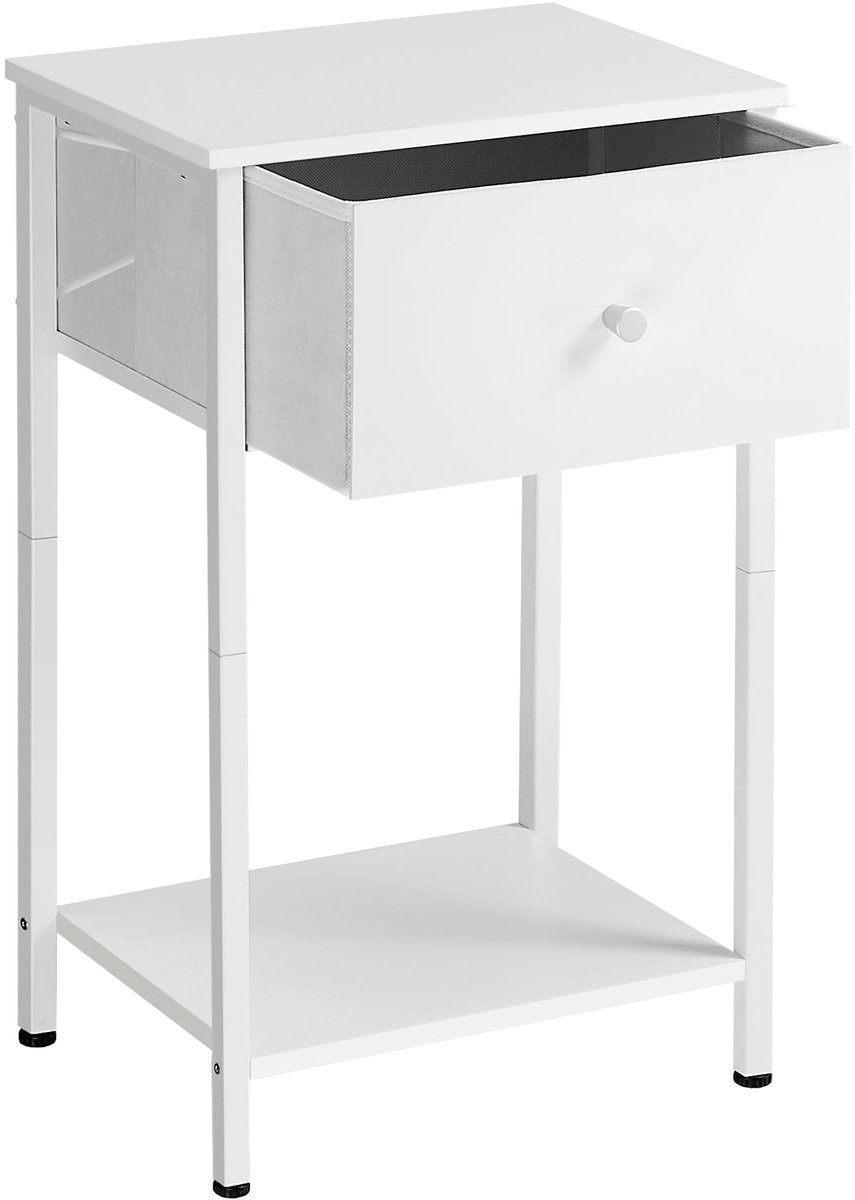 Vasagle - nachtkastje - hoogte 60 cm - met lade - wit - LGS021W14 - Afbeelding 2