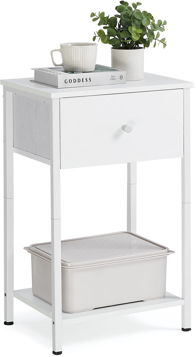 Vasagle - nachtkastje - hoogte 60 cm - met lade - wit - LGS021W14 - Afbeelding 3