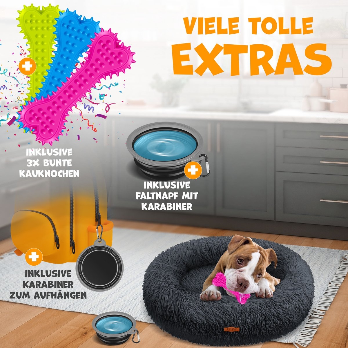 Hondenbed 60x60 cm - hondenmand - pluche -kleine en middelgrote -maat L - antraciet - Afbeelding 2