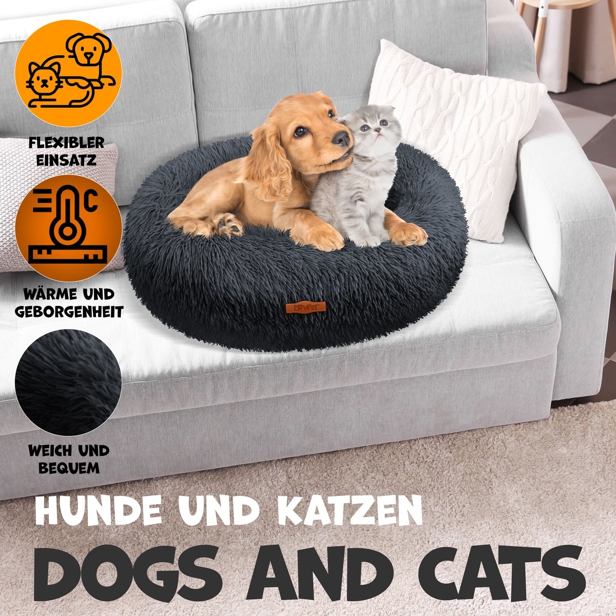 Hondenbed 60x60 cm - hondenmand - pluche -kleine en middelgrote -maat L - antraciet - Afbeelding 5