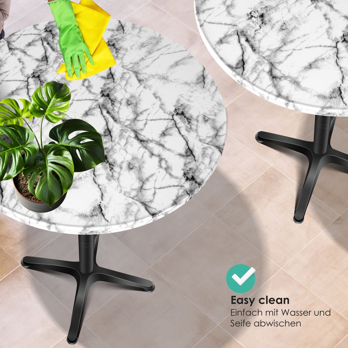 Bartafel - statafel - diameter 60 cm - marmerlook - stalen frame - hoogte 115 cm - Afbeelding 5