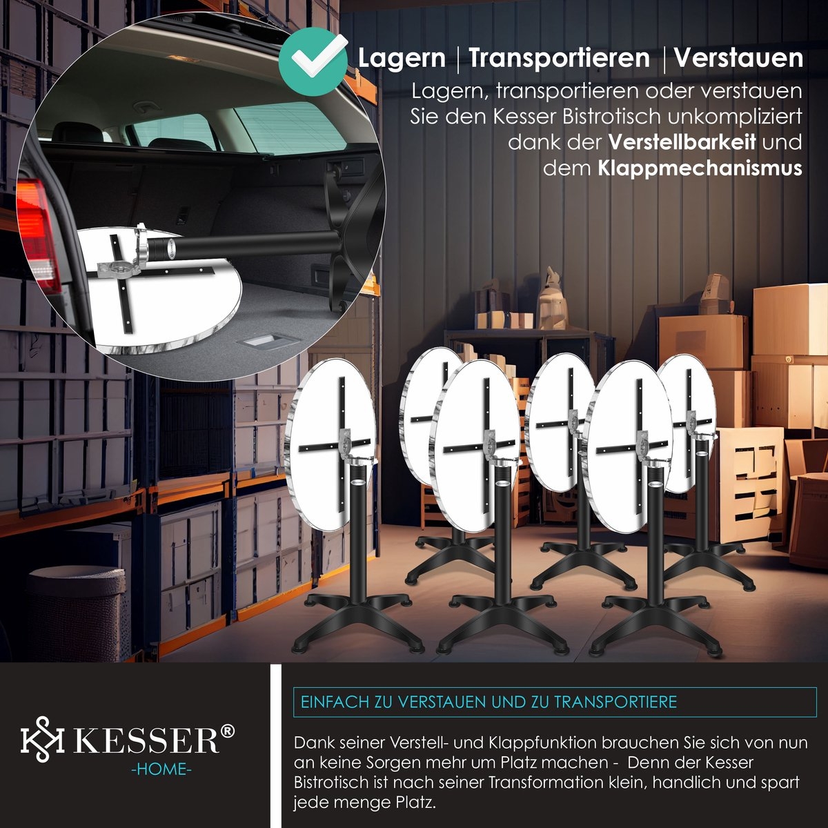 Bartafel - statafel - diameter 60 cm - marmerlook - stalen frame - hoogte 115 cm - Afbeelding 6