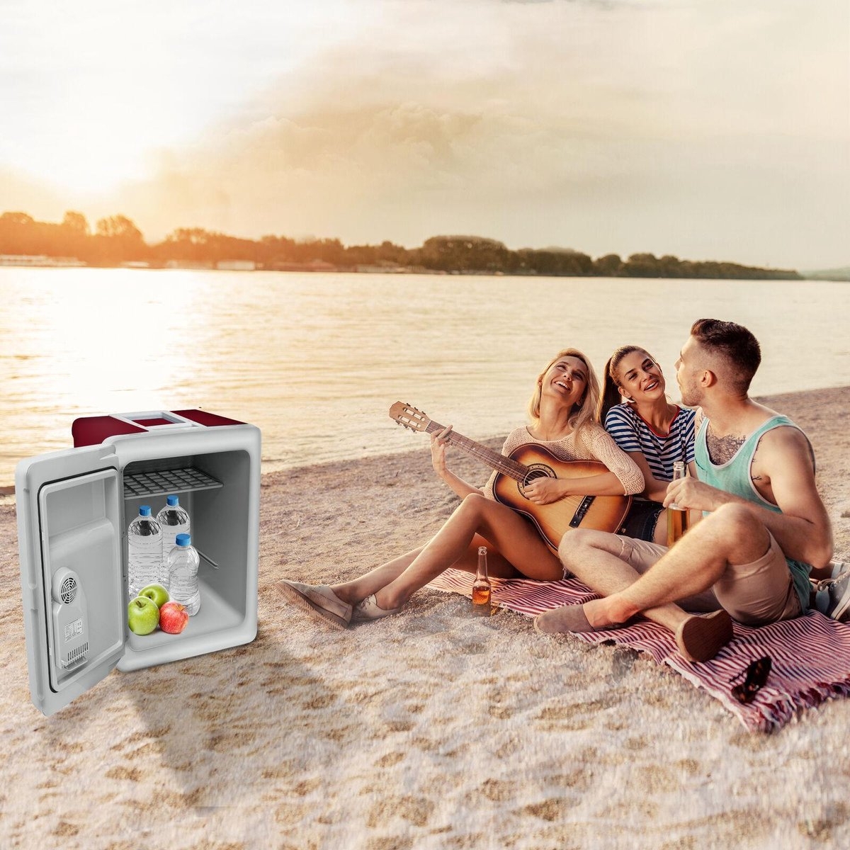 Tillvex - koelbox 40 liter - reiskoelkast - 12 volt - met wielen - koelen en verwarmen - rood - Afbeelding 5