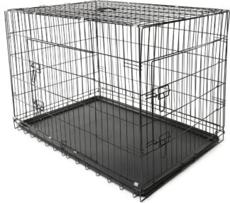 Hondenkooi - hondenbench - 77x48x54 cm - metalen transportkooi hond- autotransportbox- opvouwbaar - zwart