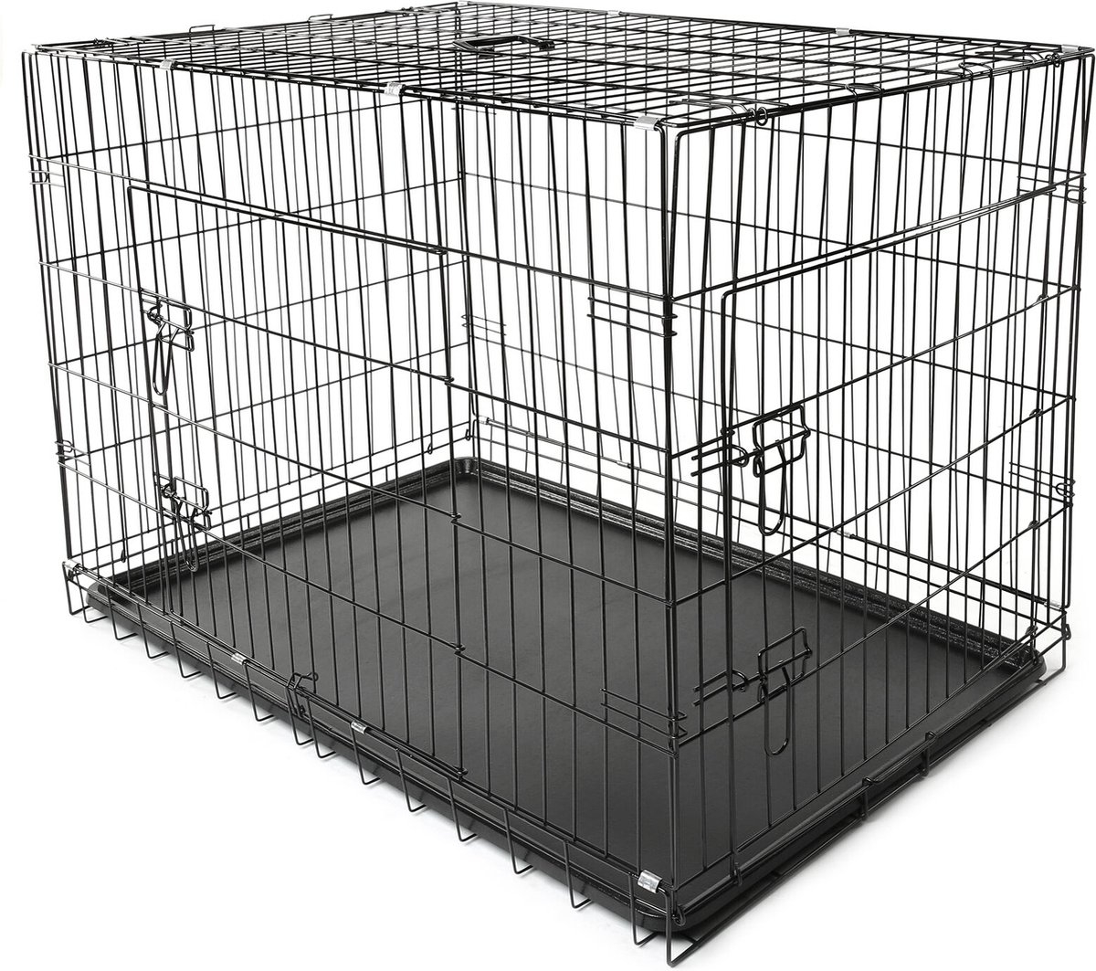 Hondenkooi - hondenbench - 77x48x54 cm - metalen transportkooi hond- autotransportbox- opvouwbaar - zwart