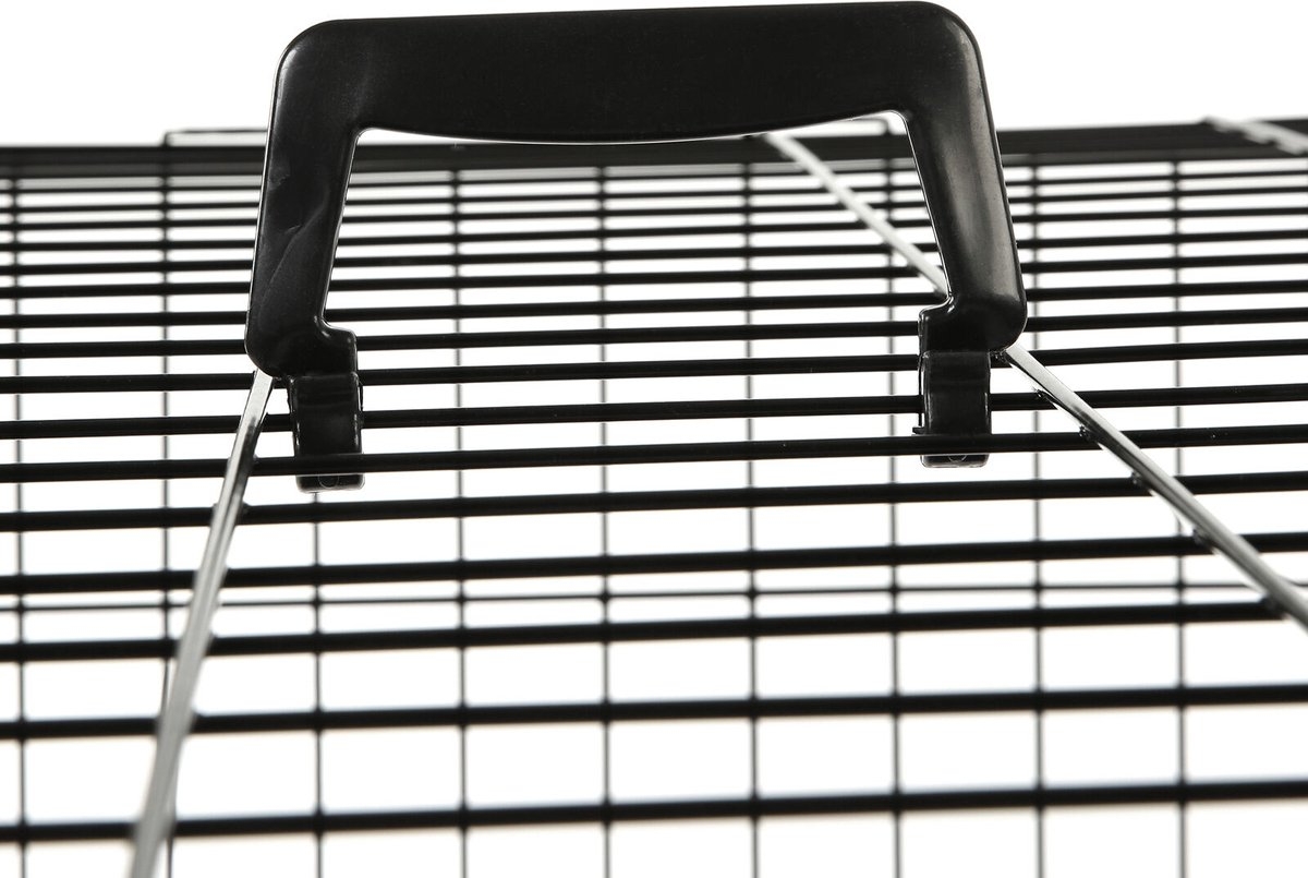 Hondenkooi - hondenbench - 77x48x54 cm - metalen transportkooi hond- autotransportbox- opvouwbaar - zwart - Afbeelding 3