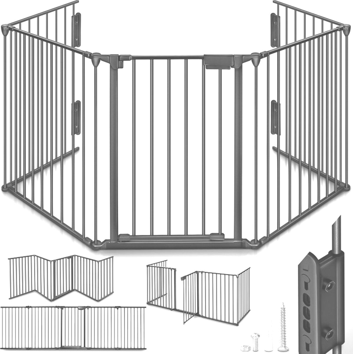 Haardscherm 300cm - openhaard hek - veiligheidshek - kachelhek - wit - metaal - Afbeelding 9