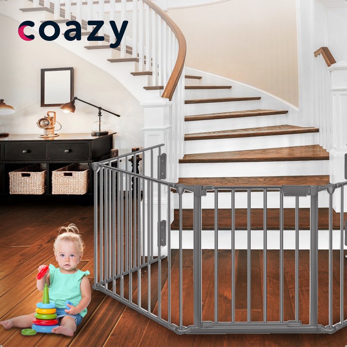 Haardscherm 300cm - openhaard hek - veiligheidshek - kachelhek - wit - metaal - Afbeelding 5