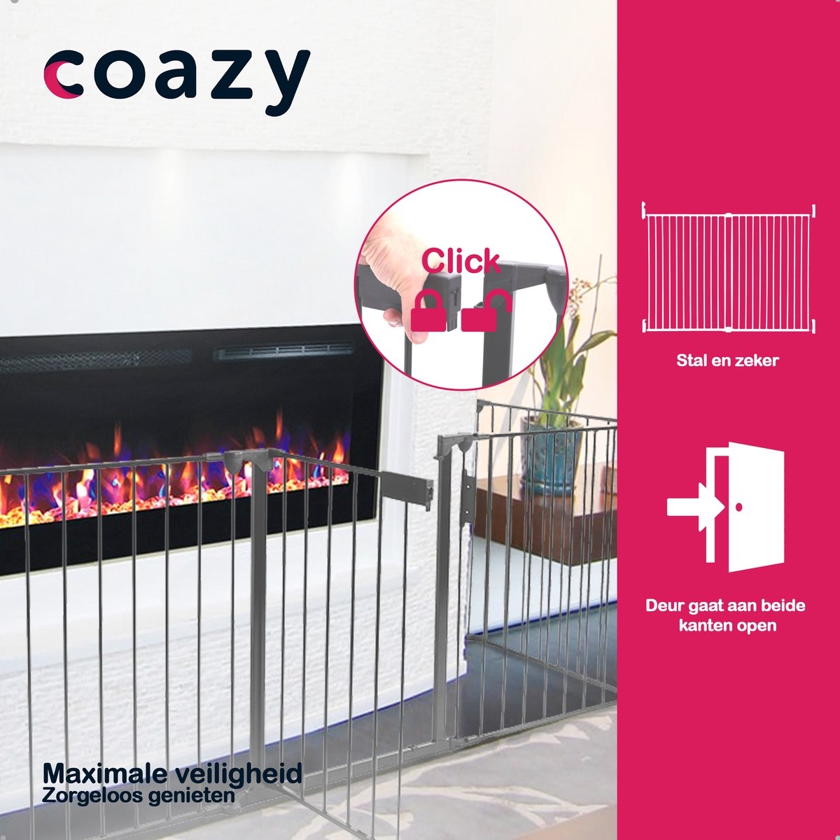 Haardscherm 300cm - openhaard hek - veiligheidshek - kachelhek - wit - metaal - Afbeelding 4