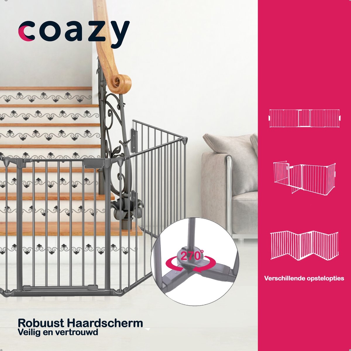 Haardscherm 300cm - openhaard hek - veiligheidshek - kachelhek - wit - metaal - Afbeelding 3