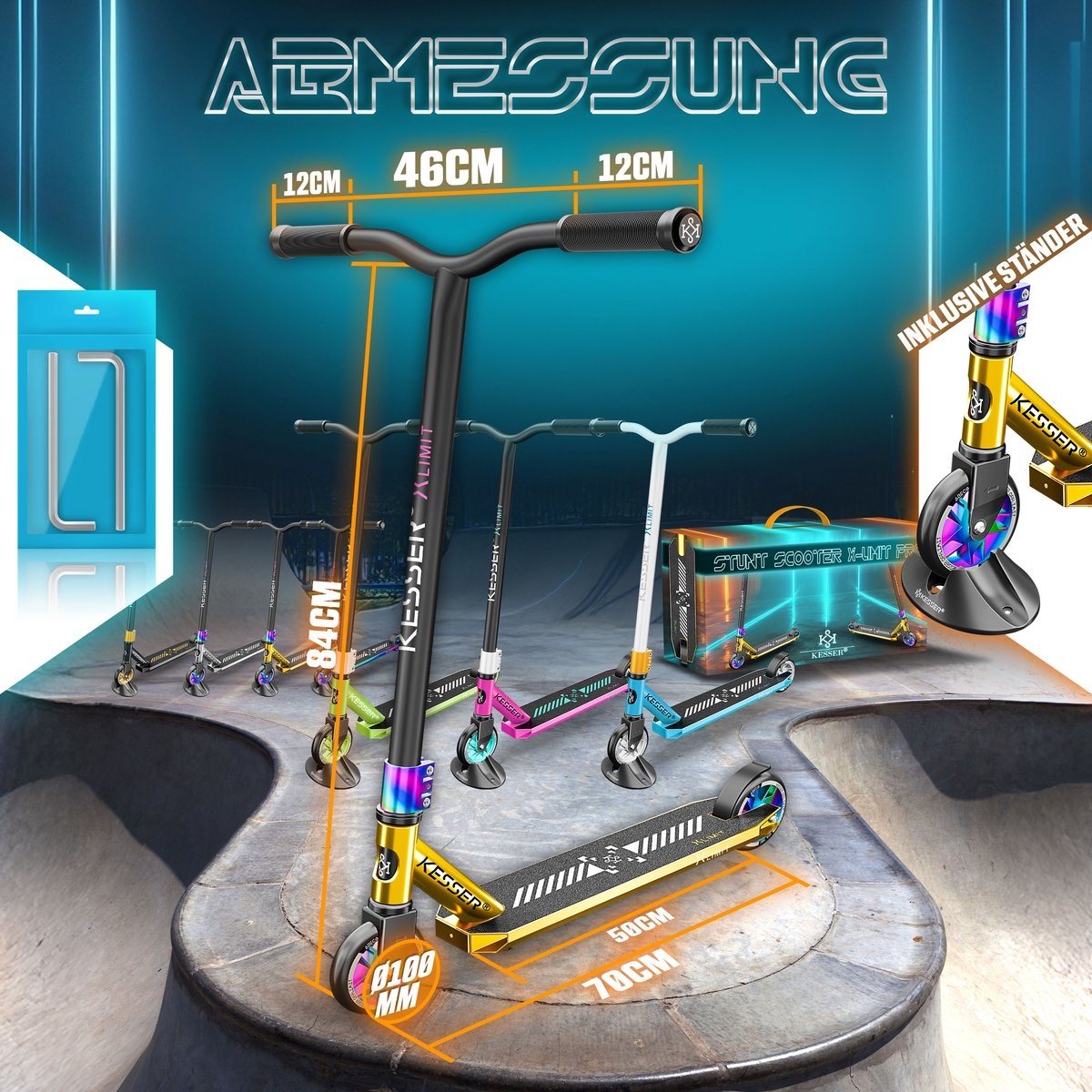 Stuntstep X-Limit-Pro 360° volwassenen en kinderen - abec lagers en 110 mm wielen - max 100 kg - Afbeelding 3
