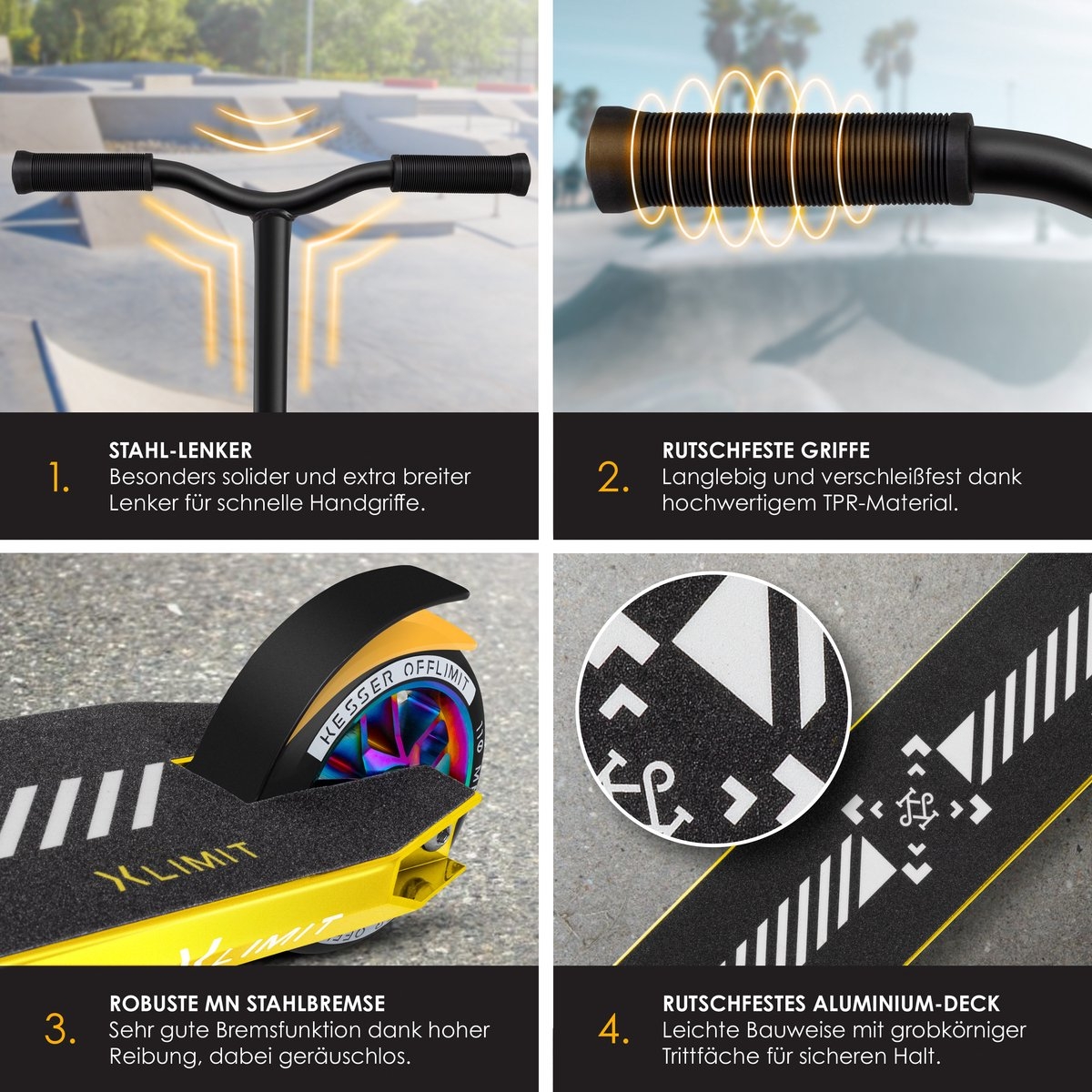 Stuntstep X-Limit-Pro 360° volwassenen en kinderen - abec lagers en 110 mm wielen - max 100 kg - Afbeelding 7