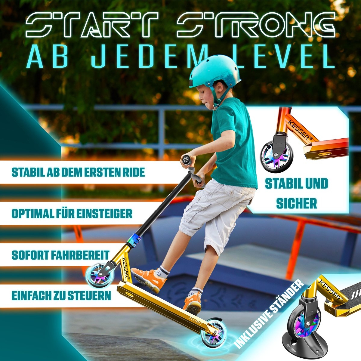 Stuntstep X-Limit-Pro 360° volwassenen en kinderen - abec lagers en 110 mm wielen - max 100 kg - Afbeelding 12