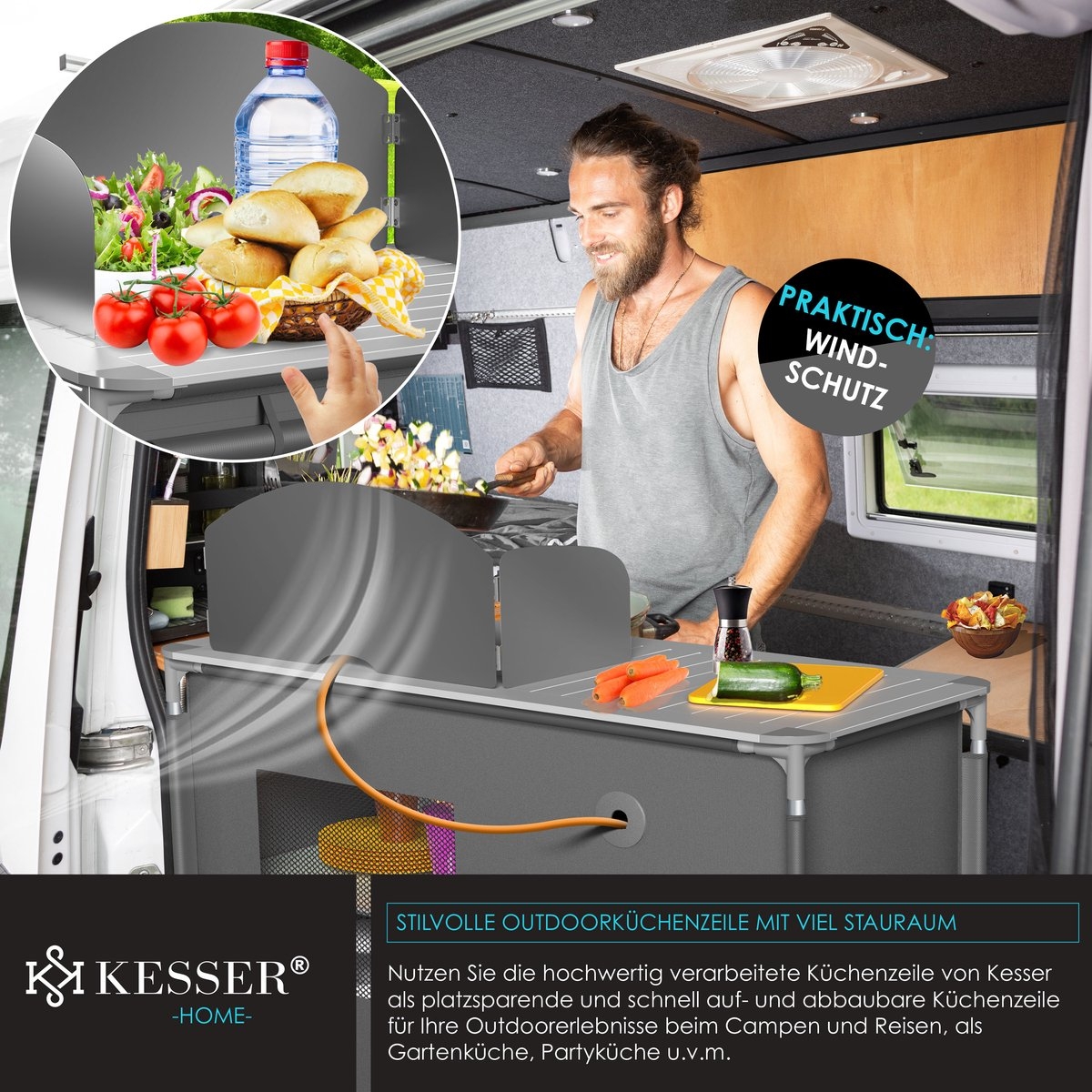 Campingkeuken opvouwbaar - campingkast inclusief opbergtas - kampeerkeuken / kampeerkast - grijs / Typ F4 - Afbeelding 3