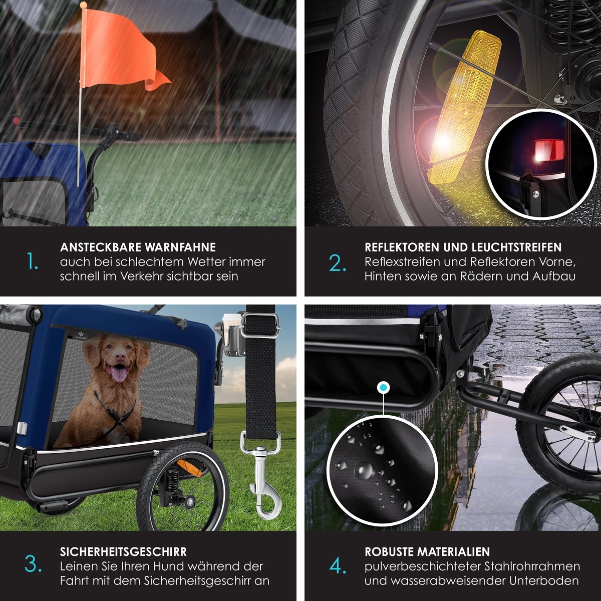 Hondenfietskar met jogger functie - hondenaanhanger - tot 40 kg - 3in1 - fietskar hond - blauw - Afbeelding 7