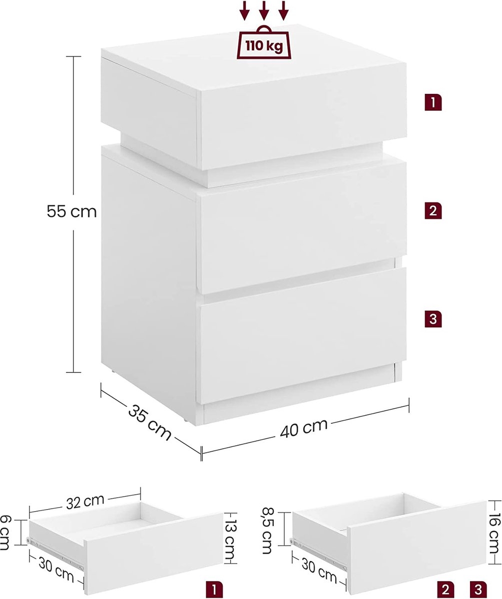 Nachtkastje met LED-verlichting | Bijzettafel Modern 35x39x55 cm betongrijs Nachtkastje met LED-verlichting | Bijzettafel Modern 35x39x55 cm betongrijs