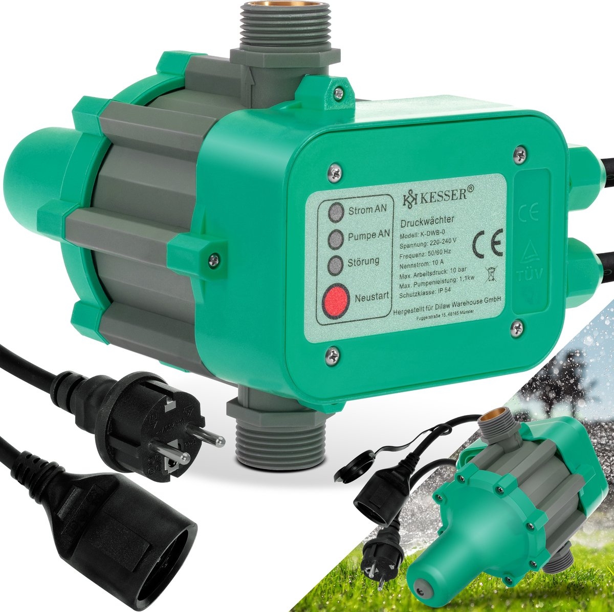 Elektronische drukschakelaar voor waterpomp en dompelpomp - automatische pomp schakelaar