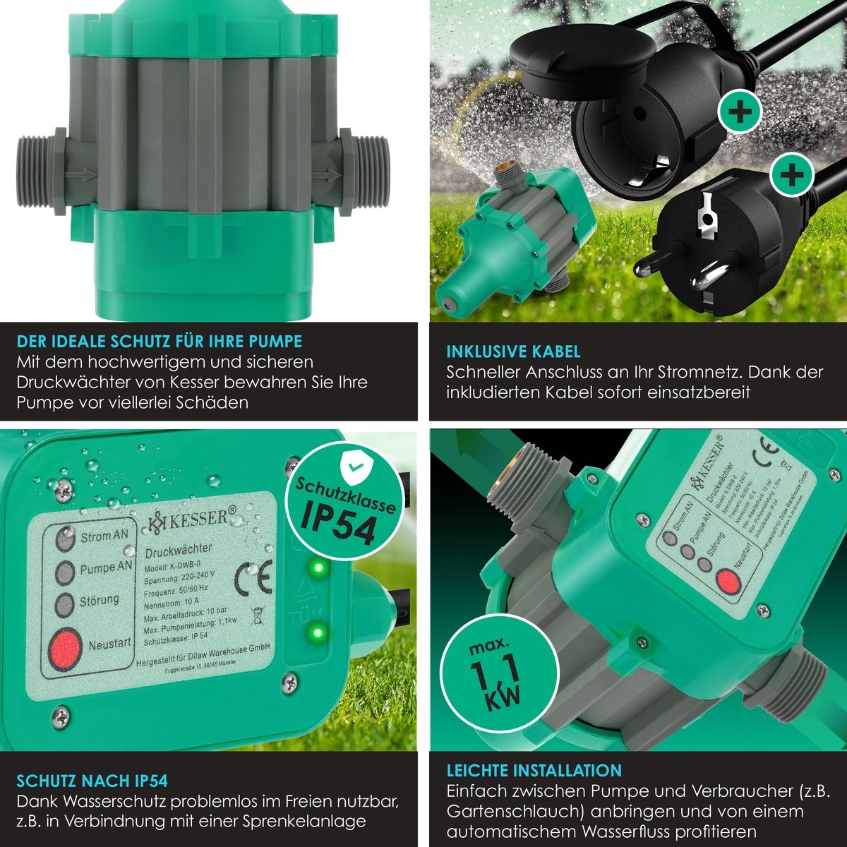 Elektronische drukschakelaar voor waterpomp en dompelpomp - automatische pomp schakelaar - Afbeelding 9