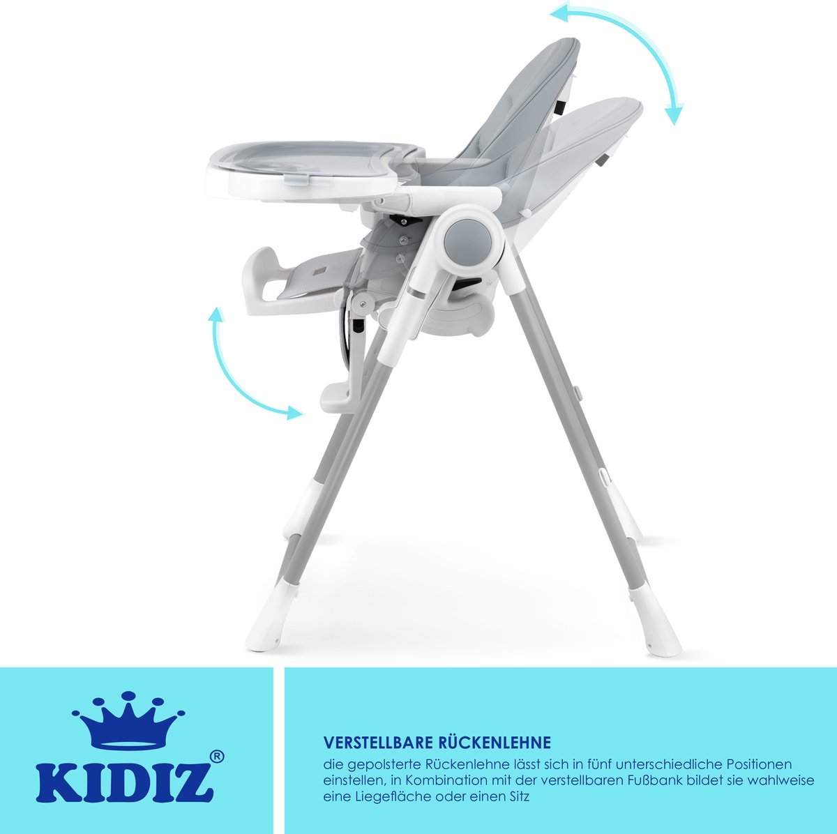 3in1 - kinderstoel incl. speelbar - Babystoel - 7x in hoogte verstelbare rugleuning - 0 maanden tot 6 jaar - Lichtgrijs - Afbeelding 3