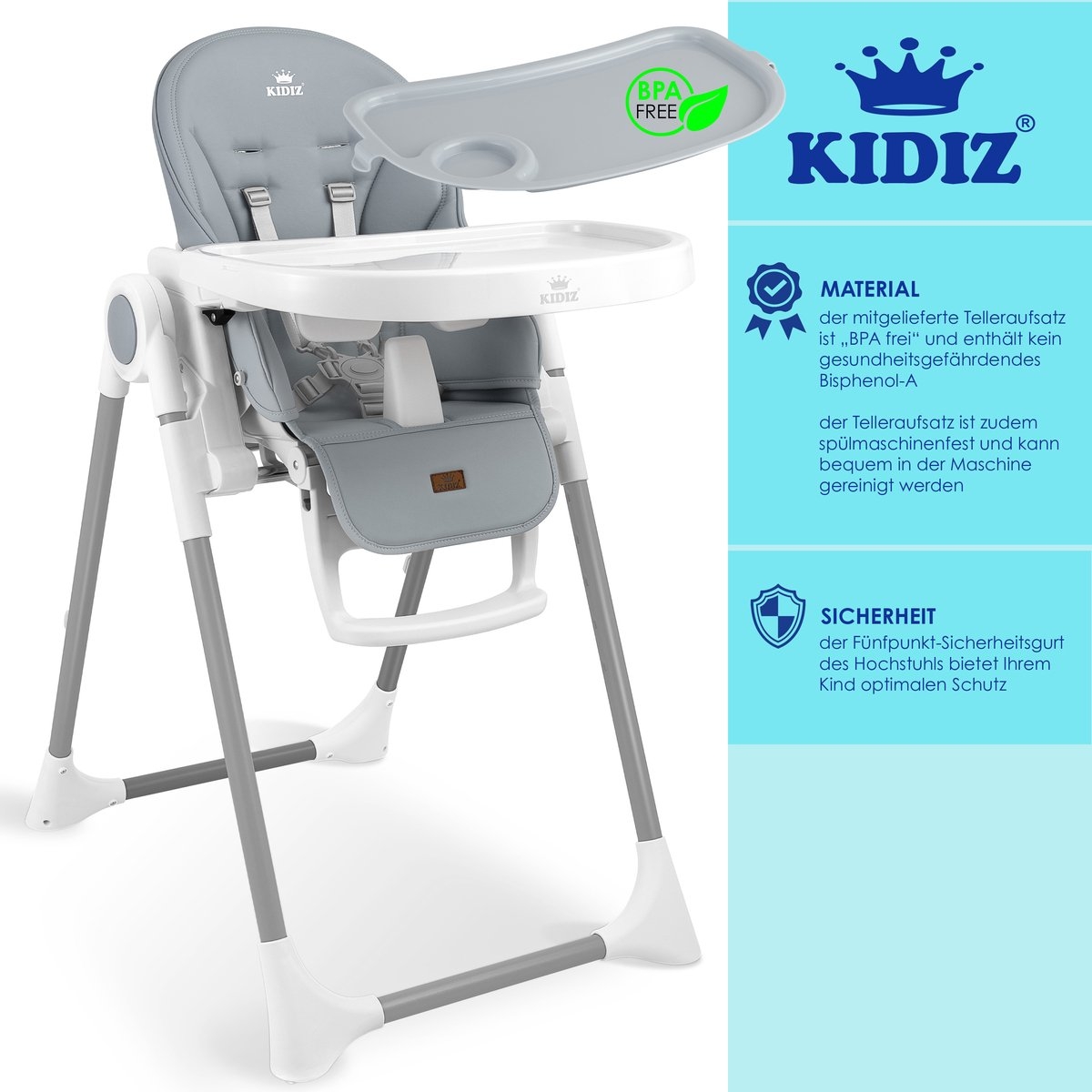 3in1 - kinderstoel incl. speelbar - Babystoel - 7x in hoogte verstelbare rugleuning - 0 maanden tot 6 jaar - Lichtgrijs - Afbeelding 5