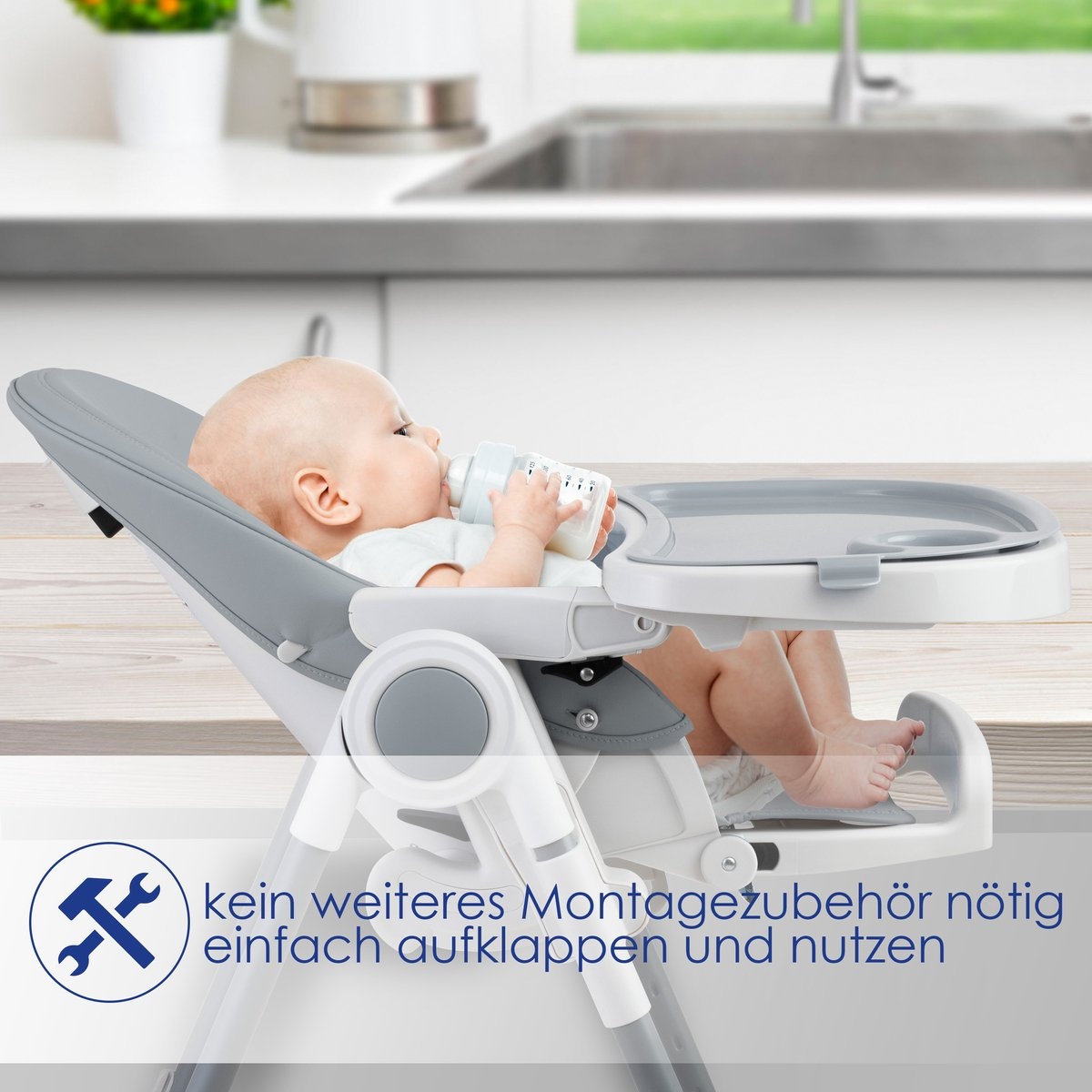 3in1 - kinderstoel incl. speelbar - Babystoel - 7x in hoogte verstelbare rugleuning - 0 maanden tot 6 jaar - Lichtgrijs - Afbeelding 7