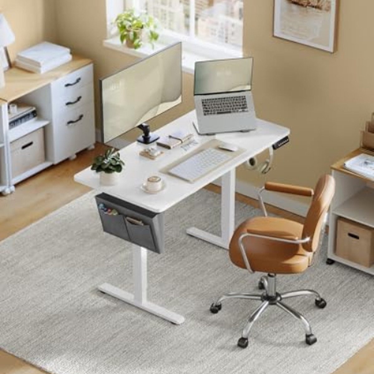 Zit sta bureau 120x60 cm - hoogte verstelbaar 72 t/m 120 cm - elektrisch - wit - LSD132W01 - Afbeelding 3