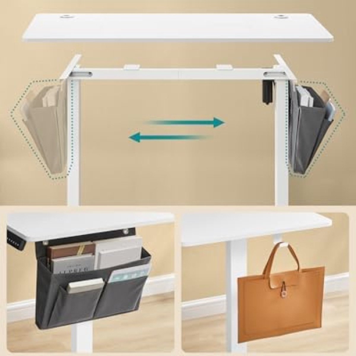 Zit sta bureau 120x60 cm - hoogte verstelbaar 72 t/m 120 cm - elektrisch - wit - LSD132W01 - Afbeelding 5