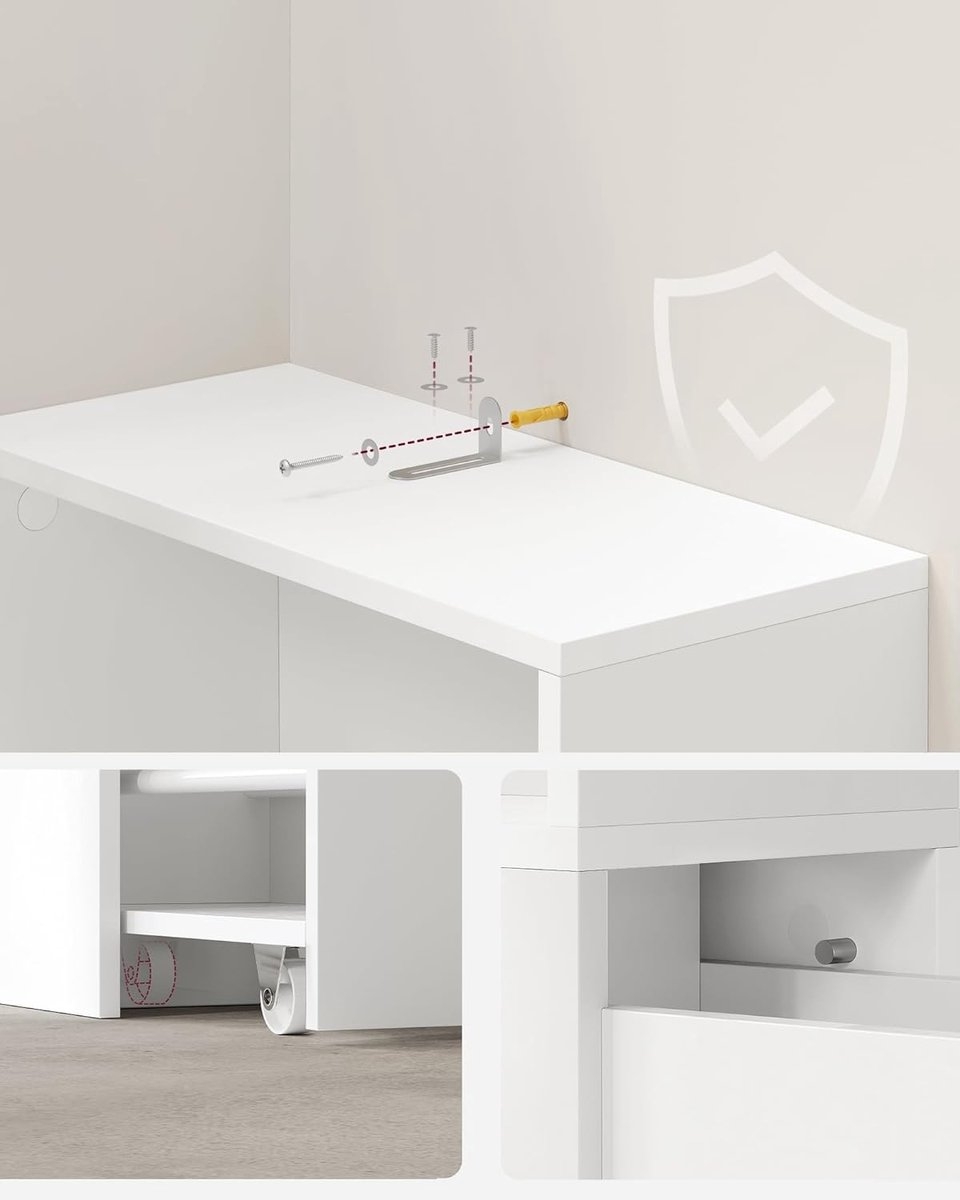 Hoge badkamerkast - smal model - 40 x 18 x 134,4 cm - vrijstaand opbergmeubel - wit - BBK567T14 - Afbeelding 2